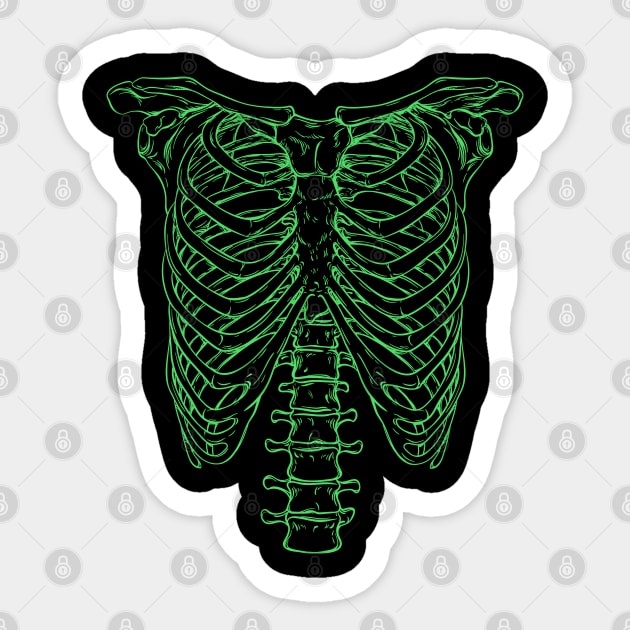 Green Skeleton Rib Cage - Spinal Tap Sticker by tvshirts